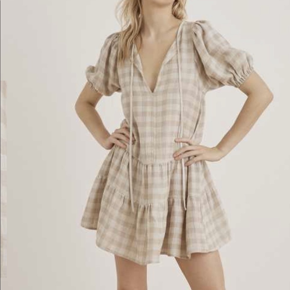 Lana Natural Linen Check Print Dress